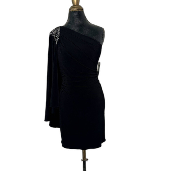 Laundry by Shelli Segal Black One-Shoulder Mini Dress Size 4 NWT $295 Nordstrom - Picture 1 of 8